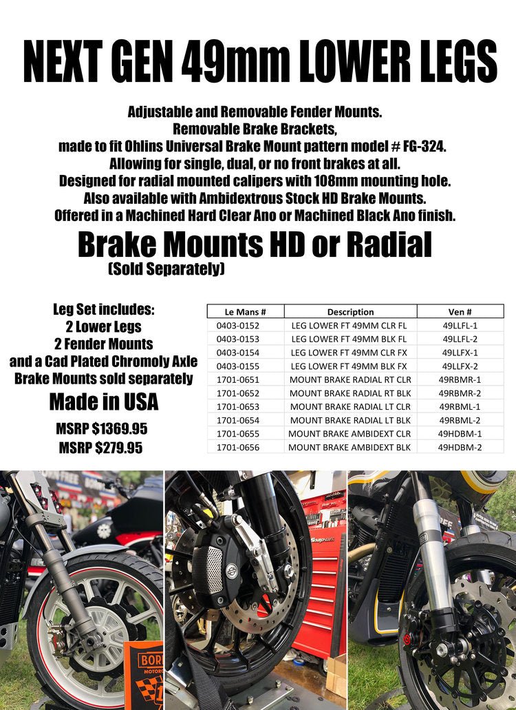 Alloy Art Next Gen 49mm Lower Fork Legs - Front Suspension - Alloy Art - Lucky Speed Shop