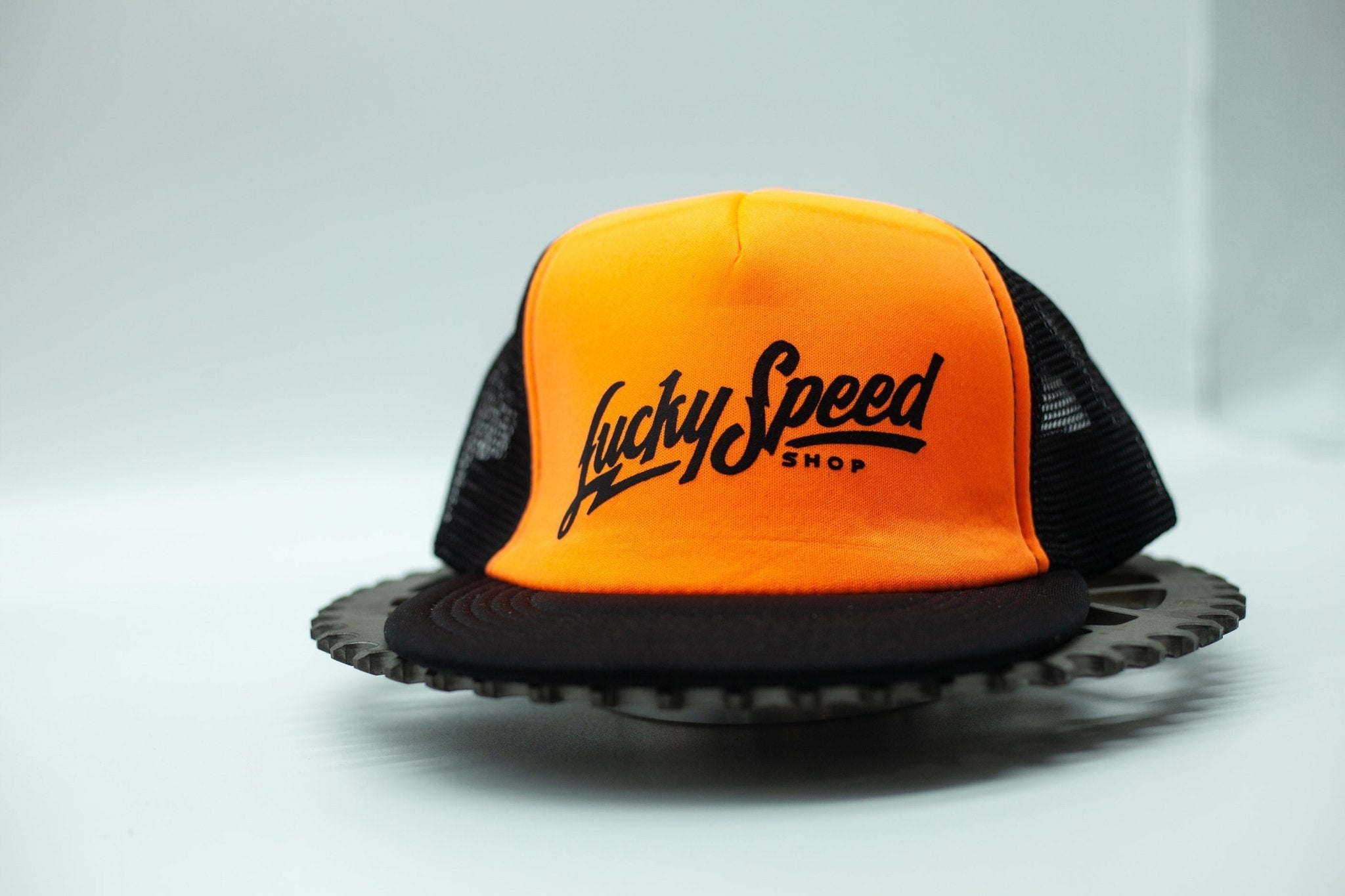 LSS Trucker Snapback: Hi-Vis ORANGE - Clothing - Lucky Speed Shop - Lucky Speed Shop