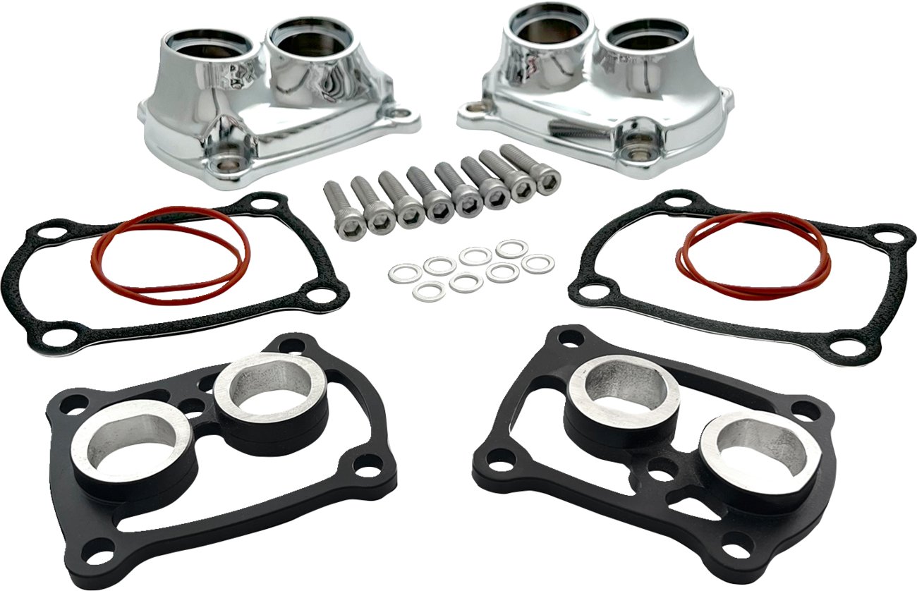 REVOLUTION PERFORMANCE, LLC Tappet Cover - Tap-It-Right Kit - Chrome/Gloss Black - M8 TIR-CB - Lucky Speed Shop