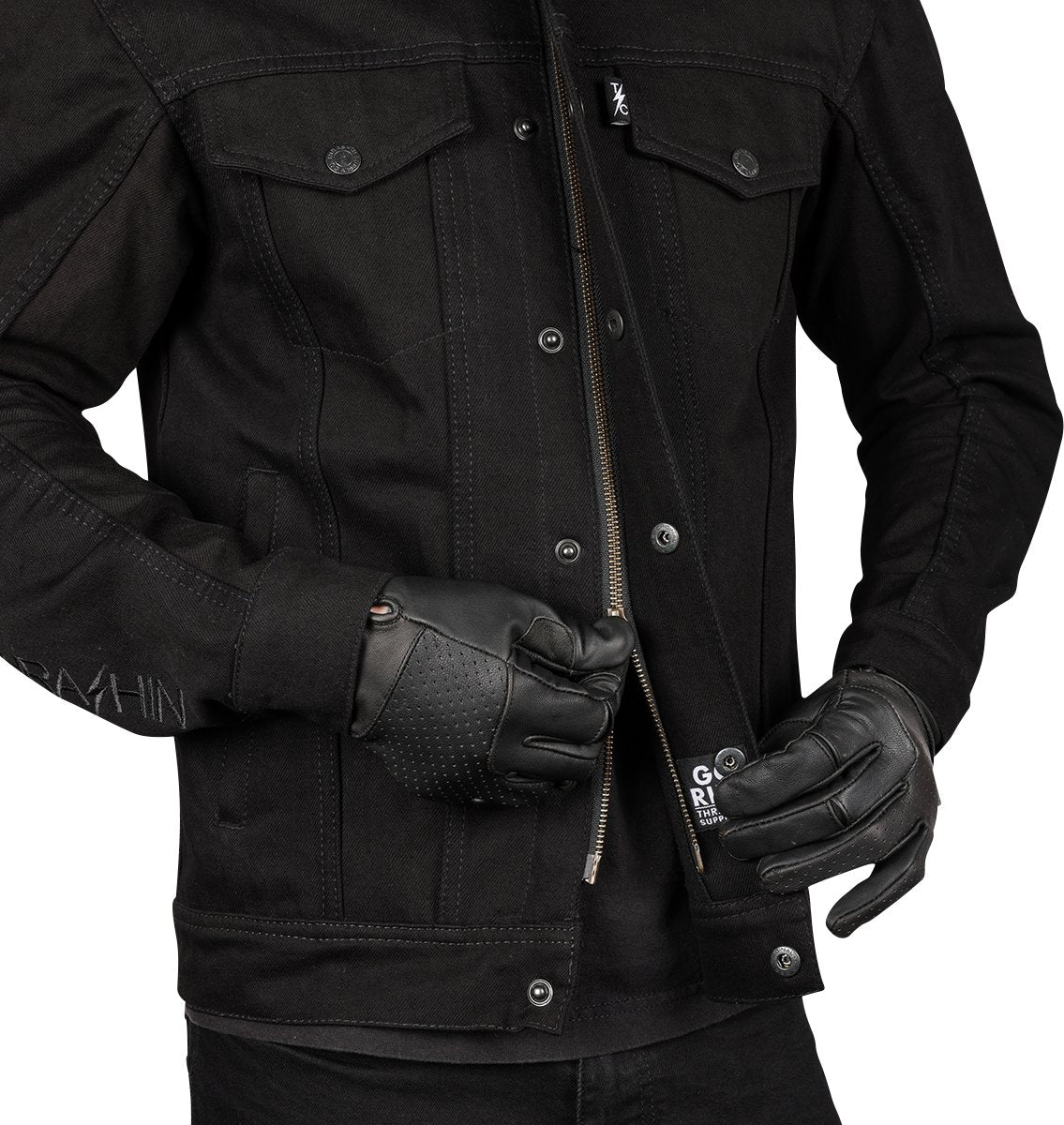 THRASHIN SUPPLY CO. Highway v2 Denim Riding Jacket - Black - Medium TMJ-10-09 - Lucky Speed Shop