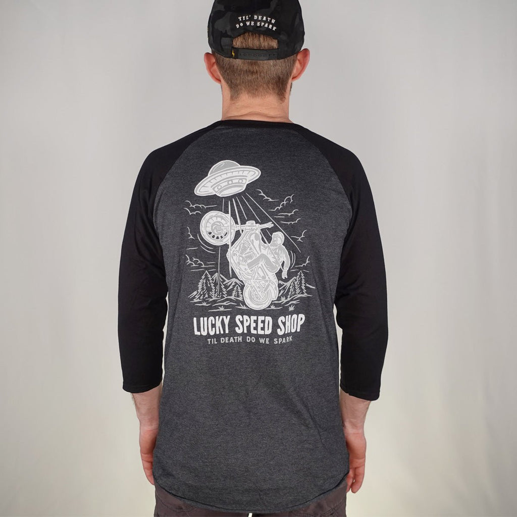 Elevated Baseball Tee - Black & Grey - Mens Casual - Lucky Speed Shop - Lucky Speed Shop