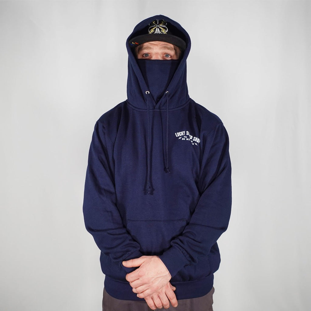 Elevated Hoodie W/ Neck Gaiter - Navy Blue - Mens Casual - Lucky Speed Shop - Lucky Speed Shop