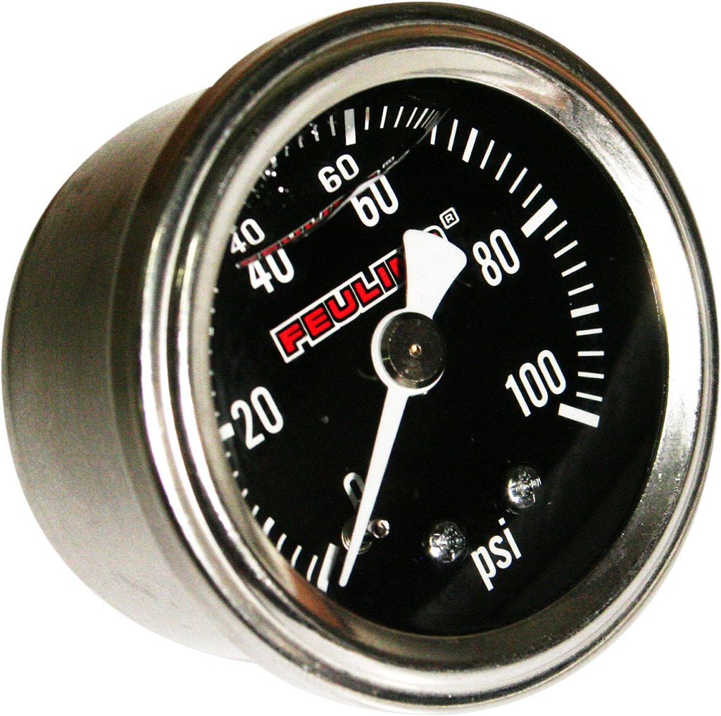 FEULING OIL PUMP CORP. Oil Pressure Gauge - 1.5" Dial - Back Port - Black Face 9043 - Lucky Speed Shop