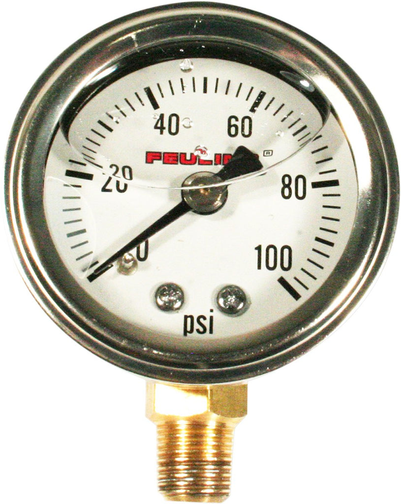 FEULING OIL PUMP CORP. Oil Pressure Gauge - 1.5" Dial - Bottom Port - White Face 9040 - Lucky Speed Shop