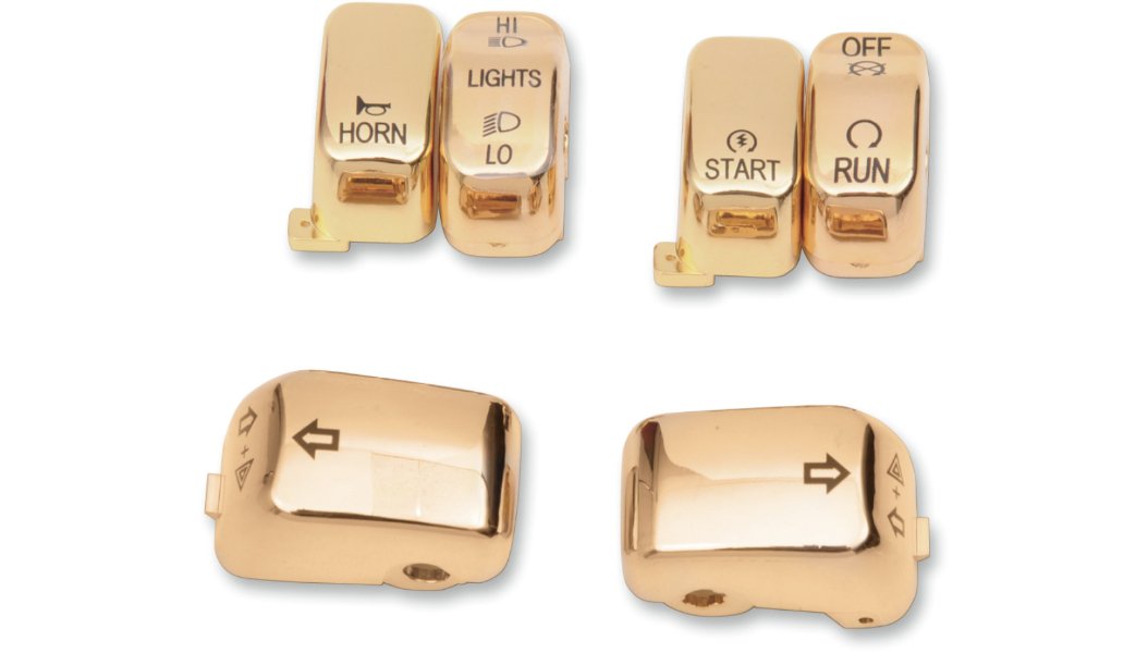 Gold Plated Switch Caps - Fits all 1996-2013 HD models - Lucky Speed Shop - Lucky Speed Shop
