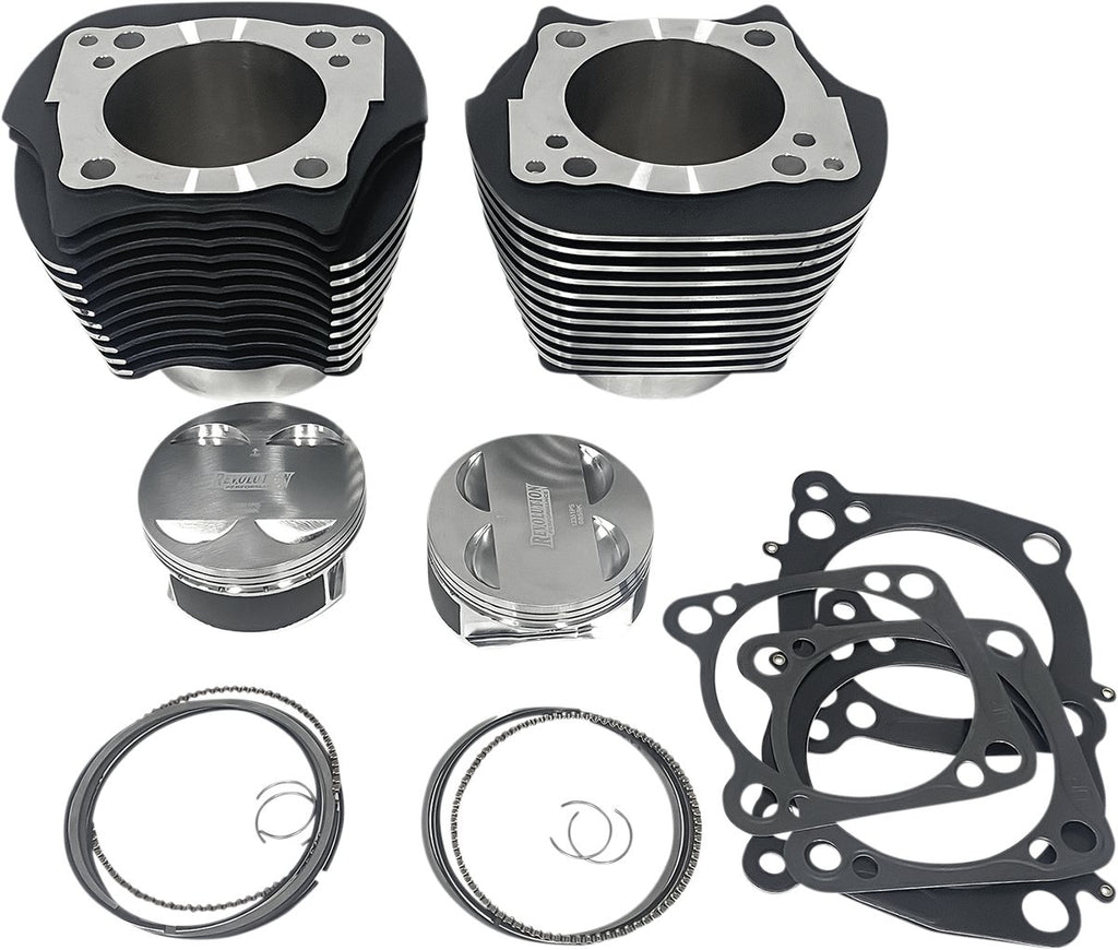 REVOLUTION PERFORMANCE, LLC Cylinder Kit - 124" - Black with Highlighted Fins - M8 RP201-601W - Lucky Speed Shop