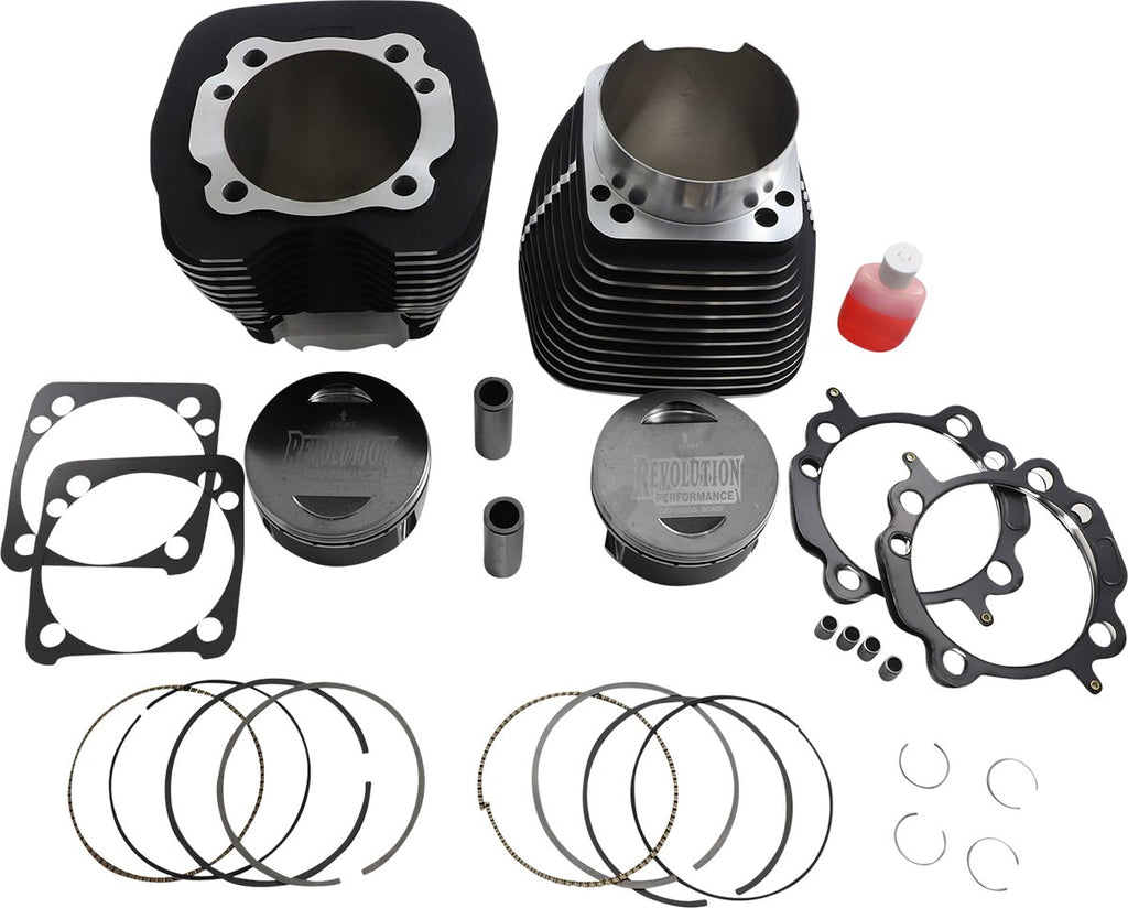 REVOLUTION PERFORMANCE, LLC Cylinder Kit - 131" - Black with Highlighted Fins - Twin Cam RP201-129W - Lucky Speed Shop